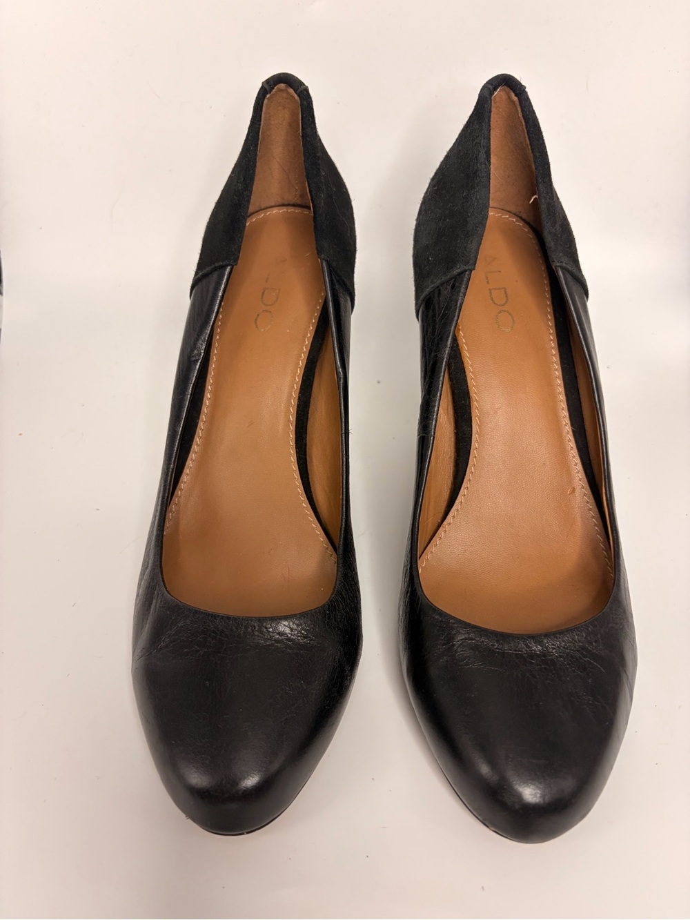 ALDO Black Leather Pointed-Toe Pumps